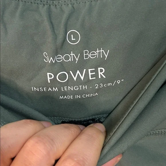 Sweaty Betty Power 9” Biker Shorts sage heath green Size L - Picture 6 of 9